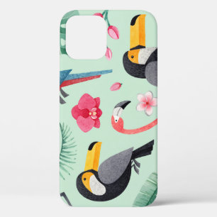 Tropische Vögel, Blumen, Wasserfarbenmuster. Case-Mate iPhone Hülle