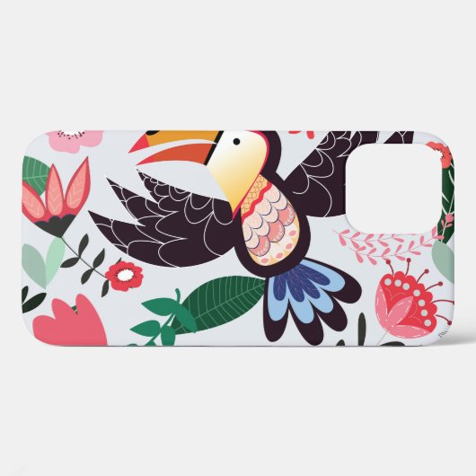 Tropische Vögel, Blumenmuster. Case-Mate iPhone Hülle (Rückseite (Horizontal))