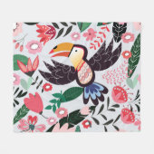 Tropische Vögel, Blumenmuster. Fleecedecke (Vorderseite (Horizontal))