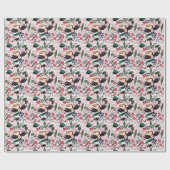 Tropische Vögel, Blumenmuster. Geschenkpapier (Flach)