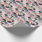 Tropische Vögel, Blumenmuster. Geschenkpapier (Ecke)
