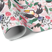 Tropische Vögel, Blumenmuster. Geschenkpapier (Rolleneckpunkt)