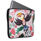 Tropische Vögel, Blumenmuster. Laptopschutzhülle (Vorne Rechts)