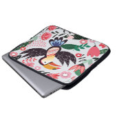 Tropische Vögel, Blumenmuster. Laptopschutzhülle (Vorne Knopf)