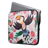 Tropische Vögel, Blumenmuster. Laptopschutzhülle (Vorderseite Links)