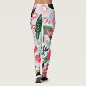 Tropische Vögel, Blumenmuster. Leggings (Rückseite)