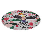 Tropische Vögel, Blumenmuster. Schneidebrett (Ecke)