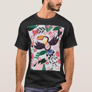 Tropische Vögel, Blumenmuster. T-Shirt