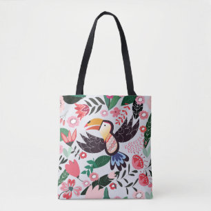 Tropische Vögel, Blumenmuster. Tasche