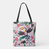 Tropische Vögel, Blumenmuster. Tasche (Rückseite)