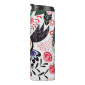 Tropische Vögel, Blumenmuster. Thermosbecher (Nach rechts gedreht)