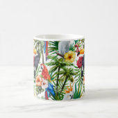 Tropische Vögel des Aquarells und Laubmuster Kaffeetasse (Mittel)