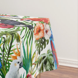 Tropische Vögel des Aquarells und Laubmuster Tischdecke