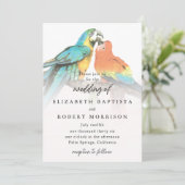 Tropische Vögel Elegant Whimsical Moderne Hochzeit Einladung (Stehend Vorderseite)