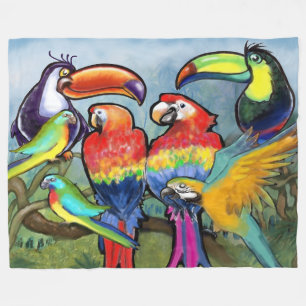 Tropische Vögel Fleecedecke