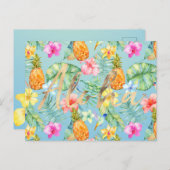 Tropische Vögel Floral Gold Aloha Postkarte (Vorne/Hinten)