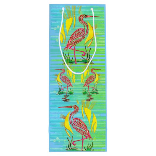 Tropische Vögel Geschenktüte Für Weinflaschen (Rückseite)