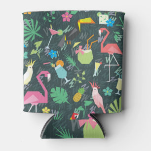 Tropische Vögel Getränke: Lebhaft Nahtlos. Dosenkühler