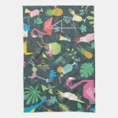 Tropische Vögel Getränke: Lebhaft Nahtlos. Geschirrtuch (Vertikal)