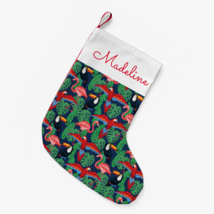 Tropische Vögel in den hellen Farben addieren Kleiner Weihnachtsstrumpf