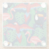 Tropische Vögel in den hellen Farben Glasuntersetzer (Rückseite)