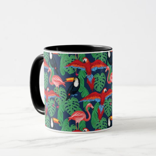Tropische Vögel in den hellen Farben Tasse (Vorderseite Links)