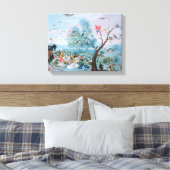 Tropische Vögel in einer Landschaft Leinwanddruck (Insitu (Schlafzimmer))