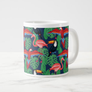 Tropische Vögel in hellen Farben Jumbo-Tasse