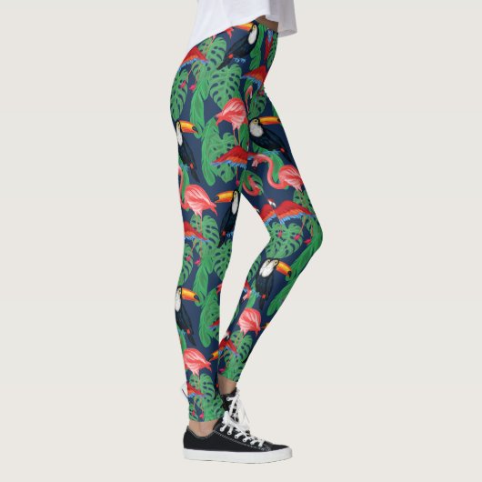 Tropische Vögel in hellen Farben Leggings (Rechts)