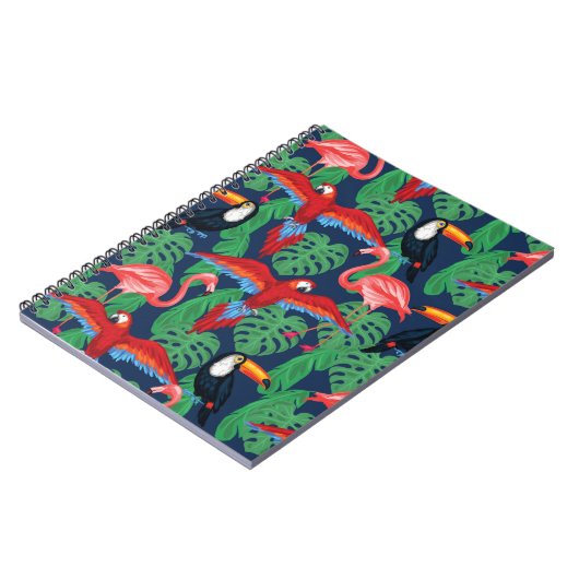 Tropische Vögel in hellen Farben Notizblock (Linke Seite)