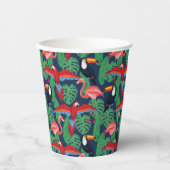 Tropische Vögel in hellen Farben Pappbecher (Vorderseite)