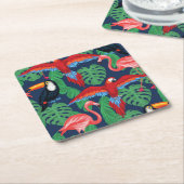 Tropische Vögel in hellen Farben Rechteckiger Pappuntersetzer (angewinkelt)