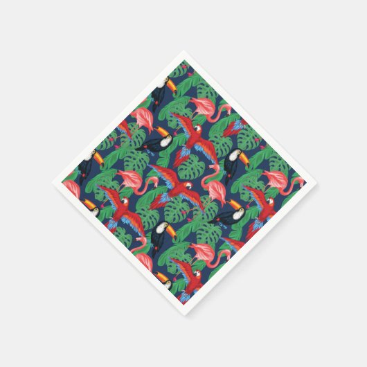 Tropische Vögel in hellen Farben Serviette (Ecke)