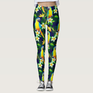 Tropische Vögel - Papageien und Hibiskus auf dem S Leggings