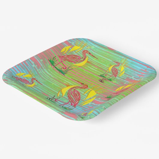 Tropische Vögel Pappteller (Gewinkelt)