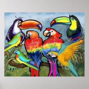 Tropische Vögel Poster
