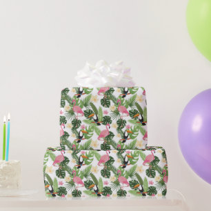 Tropische Vögel Tropische Blätter Florales Muster Geschenkpapier