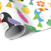 Tropische Vögel und Ananas Geschenkpapier (Rolleneckpunkt)