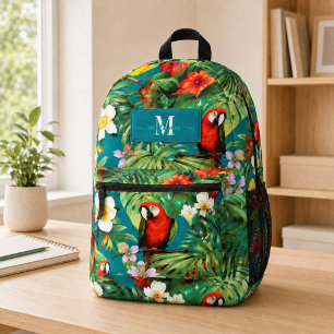Tropische Vögel und Blume, benutzerdefinierte Mono Bedruckter Rucksack