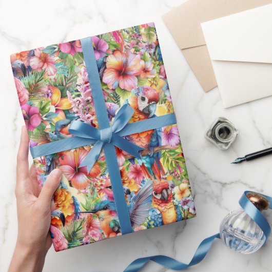 Tropische Vögel und Blume Geschenkpapier (Schenken)
