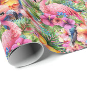 Tropische Vögel und Blume Geschenkpapier (Rolleneckpunkt)