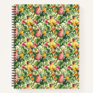 Tropische Vögel und Blume SpiralNotebook Notizblock