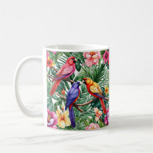 Tropische Vögel und lebendige Blume Kaffeetasse
