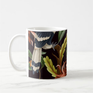 Tropische Vögel: Vintage Blätter & Blumen Kaffeetasse