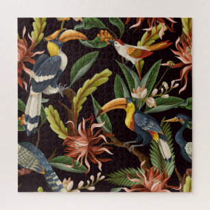 Tropische Vögel: Vintage Blätter und Blume Puzzle
