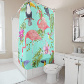 Tropische Vögel: Wasserfarbennahes Muster. Duschvorhang (Beispiel)