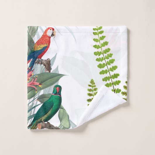 Tropische Vogelgewächse Badhandtuch Set (Waschlappen)