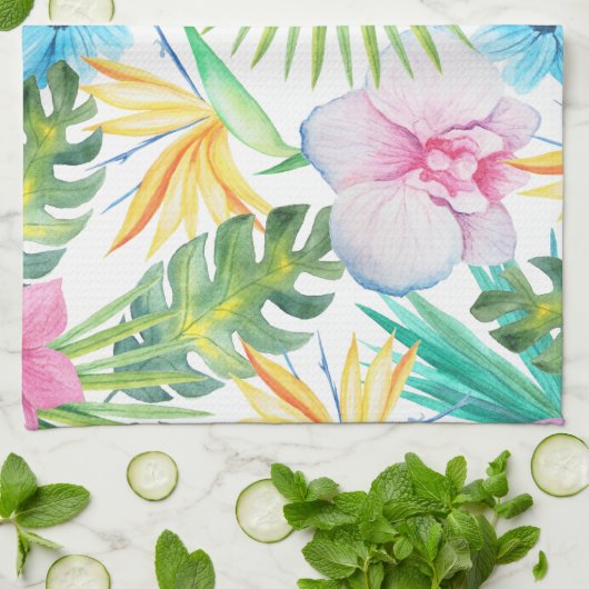 Tropische Vogelkunst Geschirrtuch (Gefaltet)