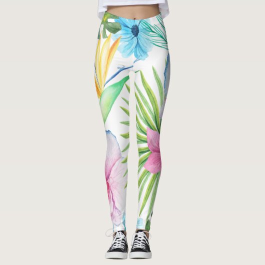 Tropische Vogelkunst Leggings (Vorderseite)
