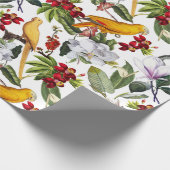 Tropische Vogelparrots Jungle Pattern - weiß Geschenkpapier (Ecke)